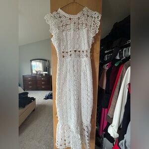 Petal & Pup White Lace Maxi Dress